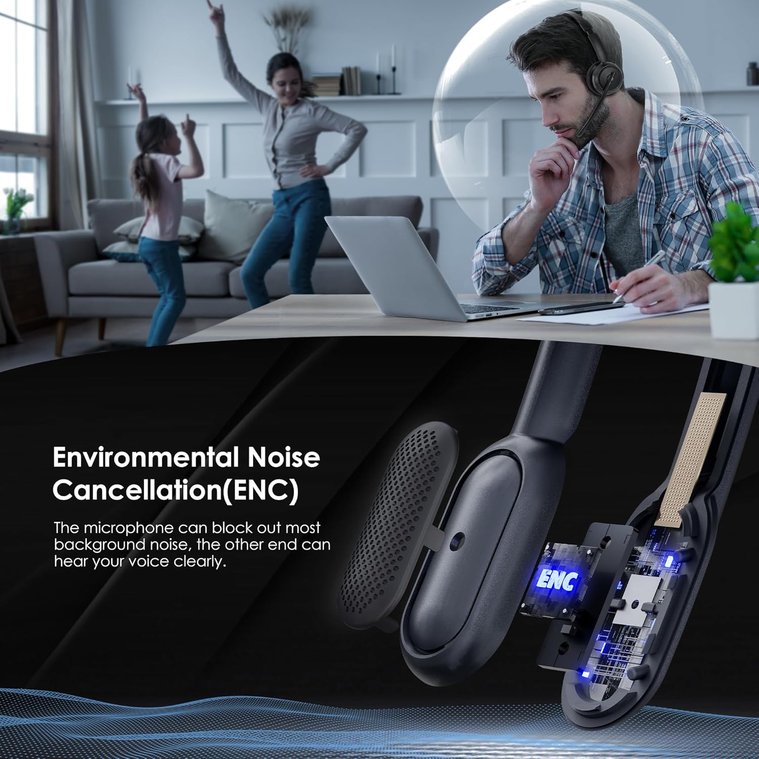 Bluetooth 5.4 ANC Headset with - Noise Cancelling Headphone reseña y precio