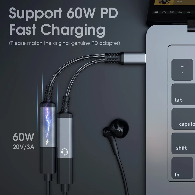 OTG 2 IN 1 USB C Splitter to D - Earphone Splitter Jack reseña y precio