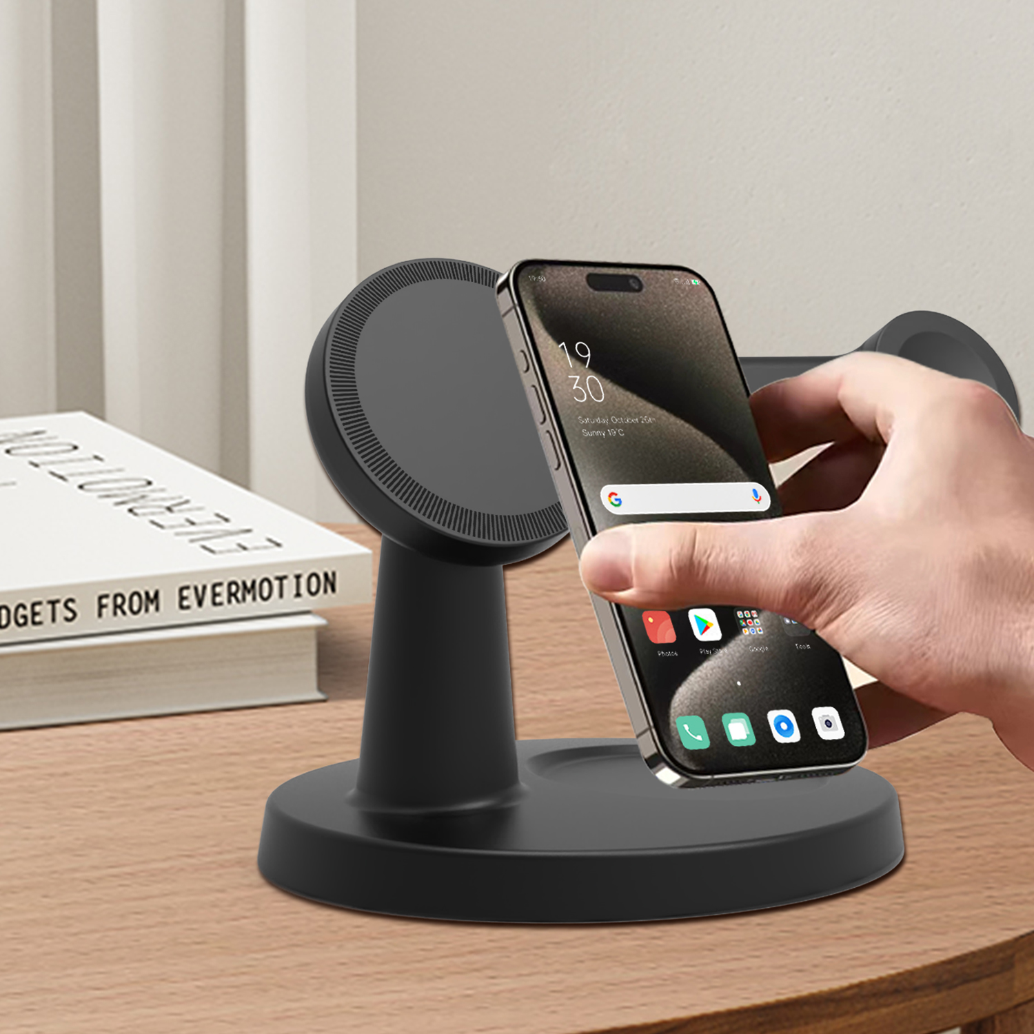 New 3-in-1 magnetic wireless c - Headphone Stand Desk reseña y precio